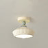 Contemporary Scandinavian Cream Ceramic Geometric Round Shade 1-Light Semi-Flush Mount Ceiling Light For Living Room