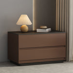 Modern Minimalist Rectangular Rock Slab Solid Wood Nightstand 2-Drawer For Bedroom