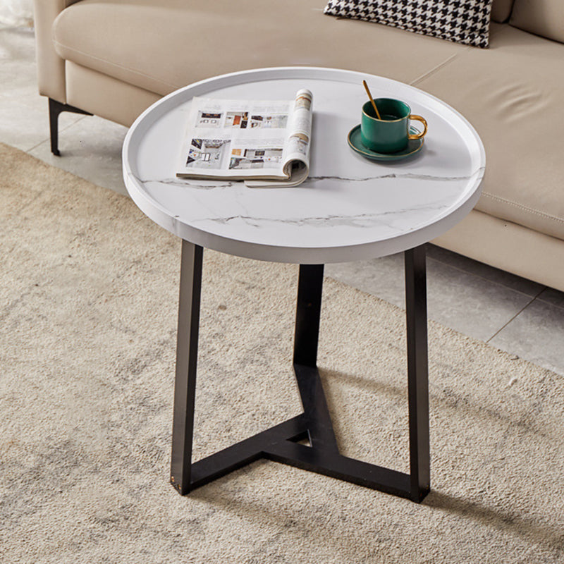 Contemporary Nordic Round Iron Plate Coffee Table 2-Tier For Living Room