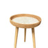 Traditional Rustic Handmade Shell Round Wood Rattan Side Table For Living Room