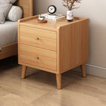 Traditional Chinese Rectangular Wood Density Panel Nightstand 2-Drawer For Bedroom