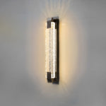 Contemporary Luxury Dazzling Rectangular Bubble Textured Crystal Shade Stainless Steel LED Wall Sconce Lamp For Living Room