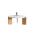 Contemporary Simplicity Round Rock Beam Three-Legs Wood Base Coffee Table For Living Room