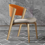 Modern Luxury Square Leather Stainless Steel Foam Dining Chair Four Legs Backrest For Dining Room