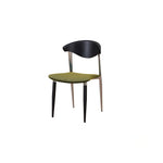 Contemporary Retro Beech Wood Iron Velvet Sponge Square Curved Dining Chair Backrest For Dining Room