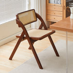 Traditional Vintage Square Rattan Rubberwood Dining Chair Backrest For Dining Room