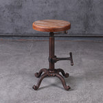 Contemporary Industrial Iron Wood Round Hollowed Claw Base Bar Stool Footrest For Kitchen