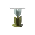 Contemporary Creative Petal Round Tabletop Pine Glass Side Table For Living Room