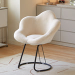 Modern Minimalist Plum Round Lambswool Metal Vanity Stool Backrest Armless For Bedroom