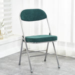 Traditional Vintage Square Velvet Stainless Steel Foldable Dining Chair Backrest For Dining Room