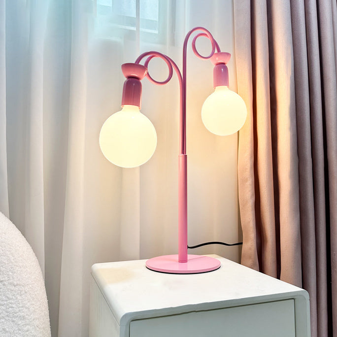 Contemporary Creative Colorblock Geometric Iron Spiral Strip Design 1/2-Light Table Lamp For Bedroom