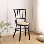 Traditional Vintage Round Cylinder Solid Wood Rattan Dining Chair Backrest For Living Room