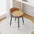 Modern Minimalist Round Cotton Linen Leather Iron Vanity Stool Low Backrest For Bedroom