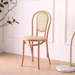 Traditional Vintage Round Rattan Woven Wooden Dining Chair Backrest For Dining Room