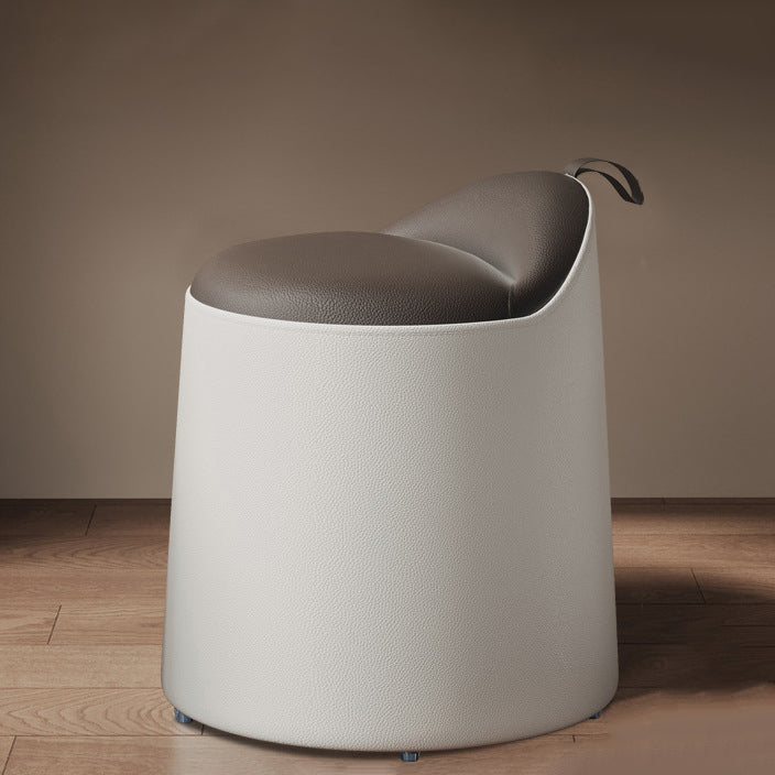 Modern Simplicity Leather Wood Aluminum Alloy Sponge Round Cylinder Vanity Stool Backrest For Bedroom