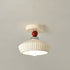 Contemporary Scandinavian Cream Ceramic Geometric Round Shade 1-Light Semi-Flush Mount Ceiling Light For Living Room