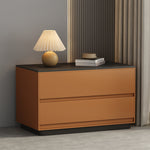 Modern Minimalist Rectangular Rock Slab Solid Wood Nightstand 2-Drawer For Bedroom