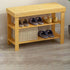 Traditional Chinese Rectangle Heather Bamboo Shoe Storage 2-Shelf For Entryways