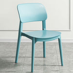 Contemporary Nordic Macaron Plastic Square Stackable Dining Chair Open Back For Dining Room