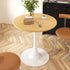 Modern Simplicity Round Imitation Wood Grain Carbon Steel Base End Table For Living Room