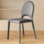 Modern Minimalist Square Oval Back Leather Carbon Steel Dining Chair For Dining Room