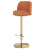 Contemporary Luxury Round Leather Height Adjustable Swivel Bar Stool Low Back Footrest For Dining Room