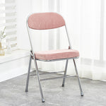 Traditional Vintage Square Velvet Stainless Steel Foldable Dining Chair Backrest For Dining Room