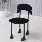 Contemporary Creative Puppy Shape Velvet Upholstered Stainless Steel Frame Chair Open Back Armless For Living Room