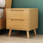 Contemporary Nordic Rectangular Solid Wood Nightstand 1/2 Drawer For Bedroom