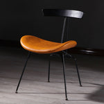 Contemporary Luxury PU Leather Upholstered Metal Legs Curved Dining Chair Backrest For Dining Room