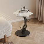 Contemporary Creative Clouds Rock Slab Tempered Glass End Table 1-Tier For Bedroom