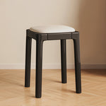 Modern Simplicity Wood Leather Sponge Square Vanity Stool Backless For Bedroom