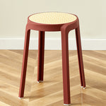 Contemporary Scandinavian Weaving PP Round Stool Dining Chair Backless Stackable For Dining Room