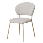 Contemporary Nordic Round Cotton Linen Upholstered Dining Chair Backrest For Dining Room