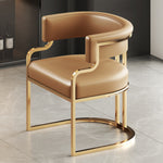 Traditional Luxury U-Shape Metal Leather Dining Chair Backrest Armrest for Dining Room