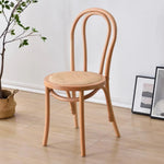 Contemporary Retro Rattan Beech Wood Metal Round Arched Dining Chair Backrest For Dining Room