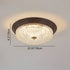 Traditional Vintage Round Crystal Glass Iron Water Turned Wood Grain LED Flush Mount Ceiling Light For Living Room