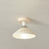 Contemporary Scandinavian Cream Ceramic Geometric Round Shade 1-Light Semi-Flush Mount Ceiling Light For Living Room