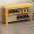 Traditional Chinese Rectangle Heather Bamboo Shoe Storage 2-Shelf For Entryways