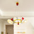 Contemporary Nordic Iron Ring Glass Shade Rabbit Decor 3/5/6-Light Chandelier For Living Room