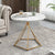 Modern Minimalist Round Marble Texture Metal Polygonal Base Side Table For Living Room