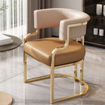 Modern Luxury Square Arch Leather Iron Dining Chair Backrest Armrest For Dining Room