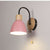 Modern Minimalist Macaron Curved Pole Round Cup Iron Wood 1-Light Wall Sconce Lamp For Bedroom