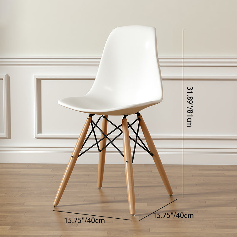 Contemporary Scandinavian Square Trapezoidal Upholstered Cushion Solid Wood Dining Chair Backrest Armless For Dining Room