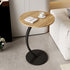 Modern Minimalist Round Wood Grain MDF Stainless Steel End Table For Living Room