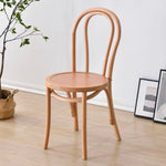 Contemporary Retro Rattan Beech Wood Metal Round Arched Dining Chair Backrest For Dining Room