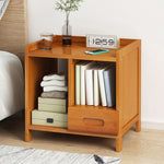 Modern Minimalist Rectangular Desktop Bamboo Nightstand 1/2-Drawer For Bedroom