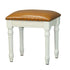 Contemporary Scandinavian Square Linen Leather Solid Wood Vanity Stool Backless Armless For Bedroom