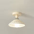 Contemporary Scandinavian Cream Ceramic Geometric Round Shade 1-Light Semi-Flush Mount Ceiling Light For Living Room
