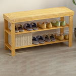 Traditional Chinese Rectangle Heather Bamboo Shoe Storage 2-Shelf For Entryways